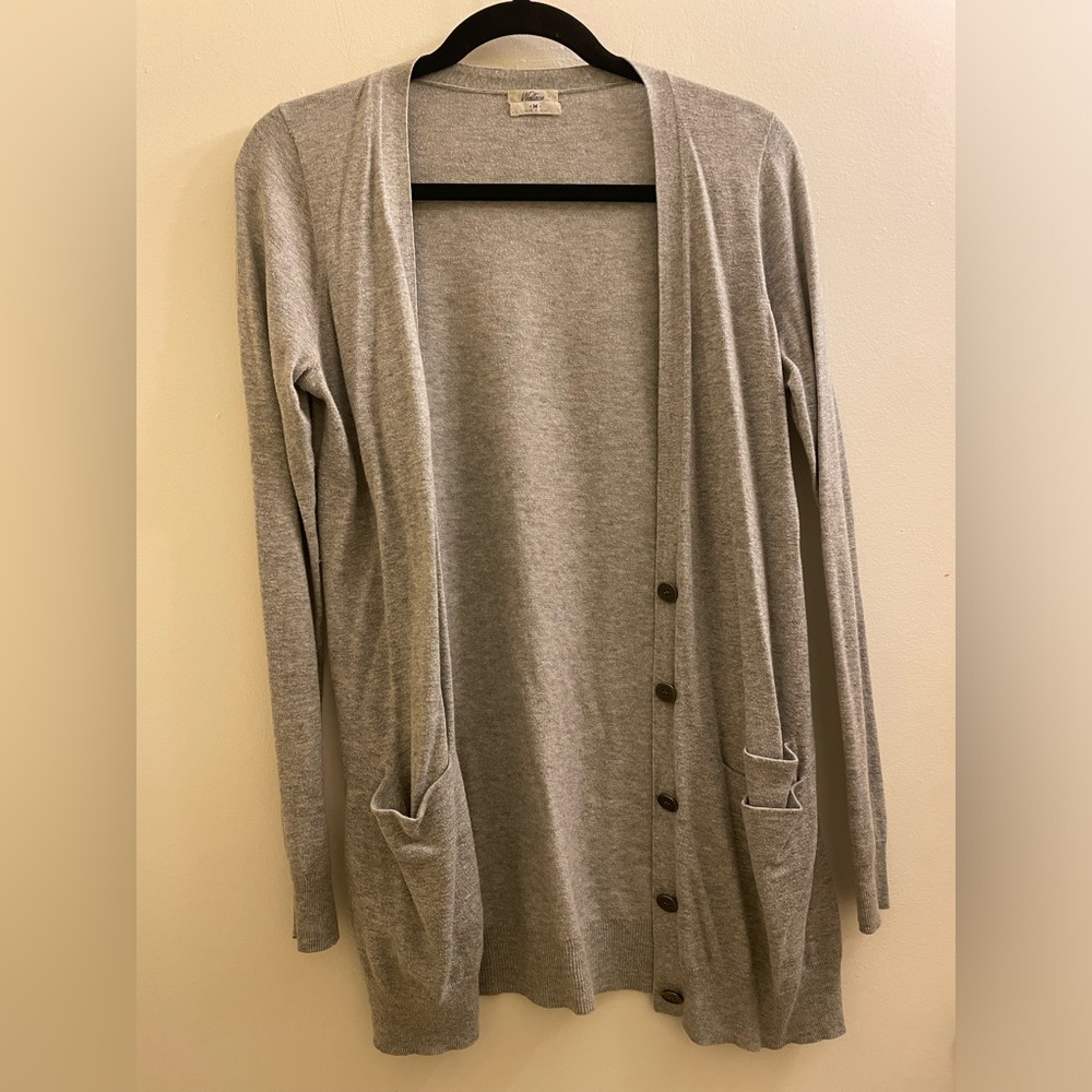 Madewell Wallace Grey Cotton Button Front Cardigan Size M